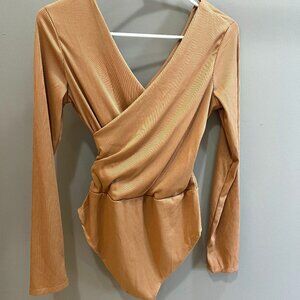Trendy Long-Sleeve Wrap Bodysuit